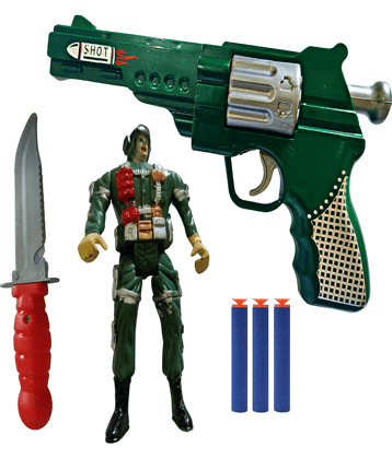 Toy Cloud Pistol Toy Gun Soft Blaster Bullet Dart Shooting Toy with 3 Safe Foam Bullets with Army Soldier & Knife for Kids