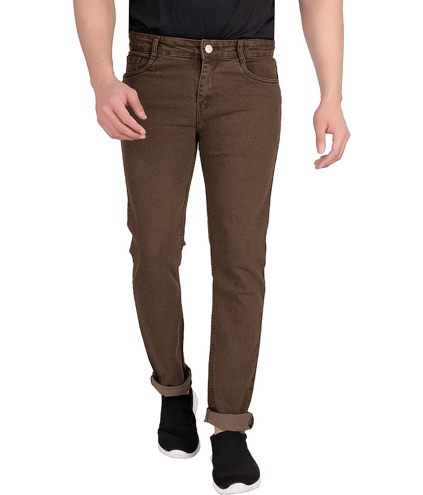 RAGZO Slim Fit Basic Men's Jeans - Dark Brown ( Pack of 1 )