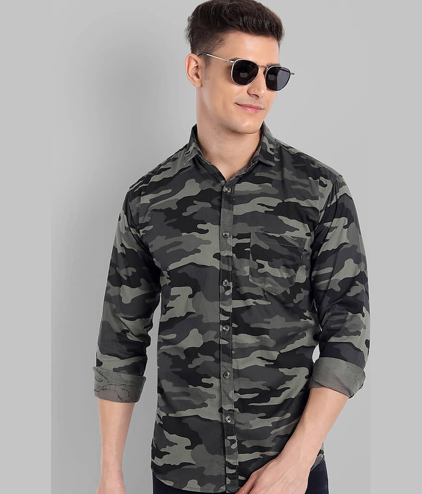 MAJESTIC MAN 100% Cotton Slim Fit Printed Full Sleeves Men's Casual Shirt - Grey ( Pack of 1 )