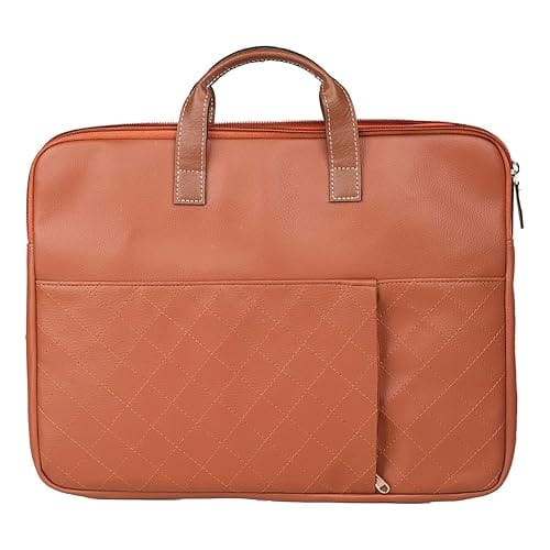 Portronics Encase 104 Laptop Sleeve for 15.6 Inch Laptops, PU Leather Office Bag with Trolley Strap, Smart Inner Pocket, Comes with Handle and Accessory Pockets, Office Laptop Bag by Case by Cover (Brown)
