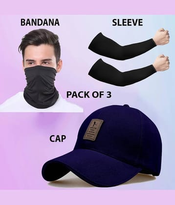 Babji Pack of 3 Cotton Men's Cap ( Blue )