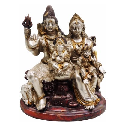 Brass Shiv Parivar Statue - Divine Family Idol, Height : 10 Inch (BSMAS485 A)
