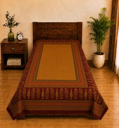 Hand Block Bagh Cotton Single Bedsheet Hand Block Bagh Cotton Single Bedsheet