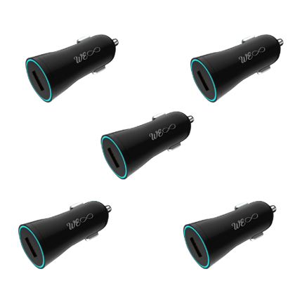 Walta Elite Panache 3 Car Charger 18W Single Port USB Fast Car Charger, Including Type C Cable- Pack of 5