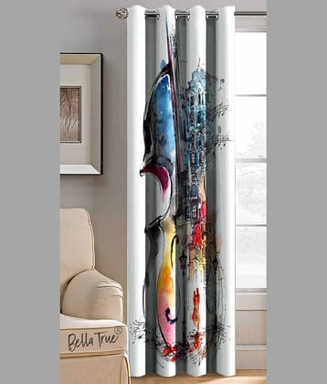 BELLA TRUE Abstract Printed Semi-Transparent Eyelet Curtain 5 ft ( Pack of 1 ) - Multicolor