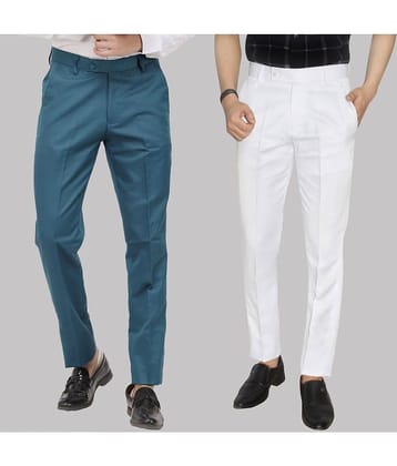 Kundan - Multicolor Cotton Blend Regular - Fit Men's Formal Pants ( Pack of 2 )