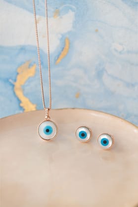 Evergreen Evil Eye Sterling Silver Pendant Set-With Chain / Silver