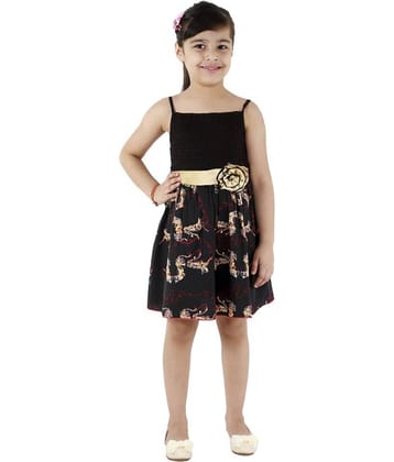 Kids Cave Crepe A-line For Girls ( Pack of 1 , Black )