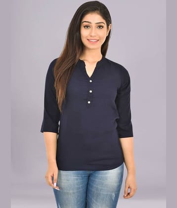 FABISHO Women Solid Rayon Shirt ( Blue )