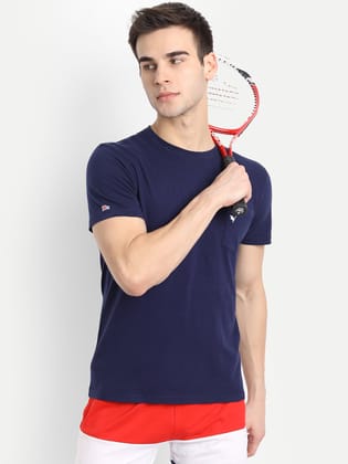 Mens Premium Cotton Over Dyed Half Sleeve Crew Neck T-Shirts-S / Navy
