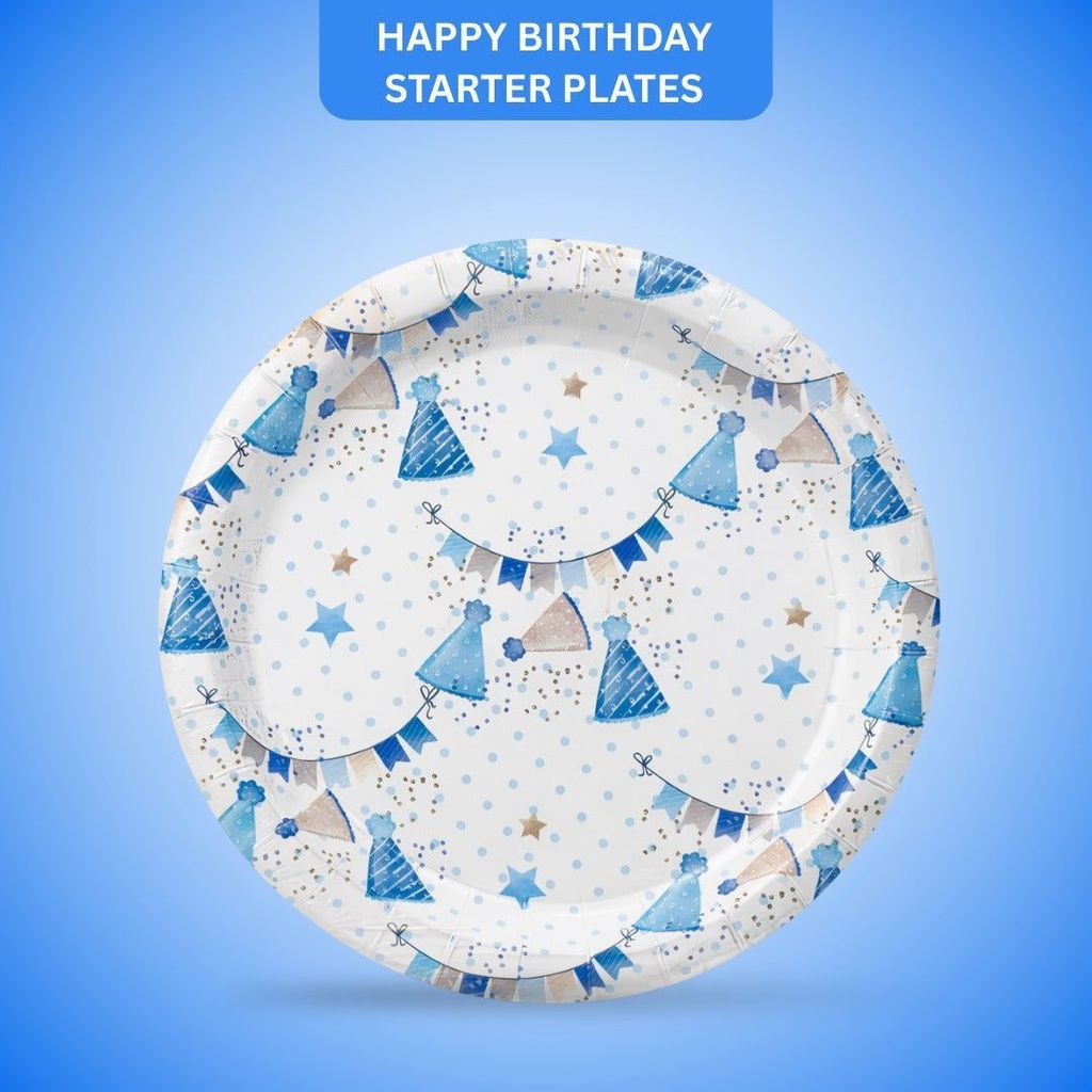 Happy Birthday Gift Boxes and Balloons Starter Plates 9 inches - 8PC - Party and Festive Needs | Buy online on ZillyBuy