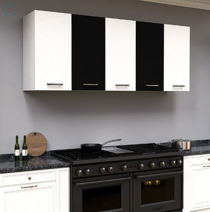 Spyder Craft 5 Door Matte Finish Matrix Kitchen Cabinet for Office, Hall, Kitchen Wall Mounted Kitchen Cabinet for Kitchen Living Room Colour White and Black