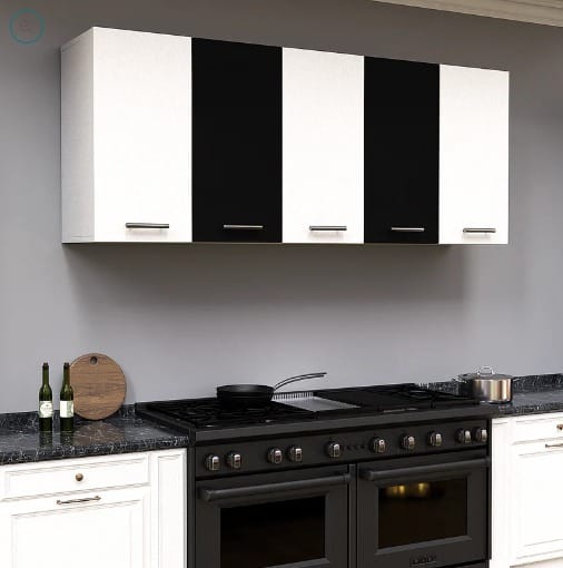 Spyder Craft 5 Door Matte Finish Matrix Kitchen Cabinet for Office, Hall, Kitchen Wall Mounted Kitchen Cabinet for Kitchen Living Room Colour White and Black