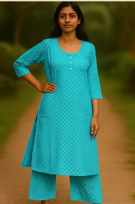Sky Blue Ethnic PalazzoKurti Set for Women