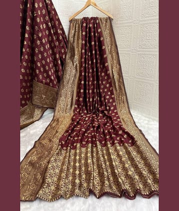 fab woven Art Silk Woven Kanjeevaram Sarees With Unstitched Blouse Piece ( Wine )