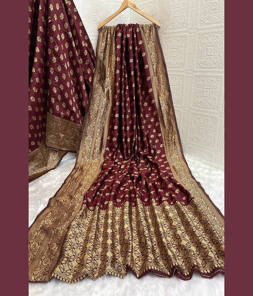 fab woven Art Silk Woven Kanjeevaram Sarees With Unstitched Blouse Piece ( Wine )