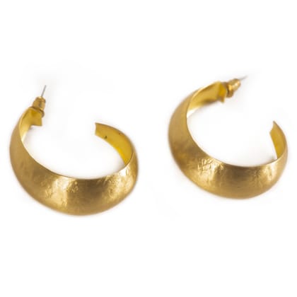 EarringHandcrafted Brass Wide Hoop Stud Earring