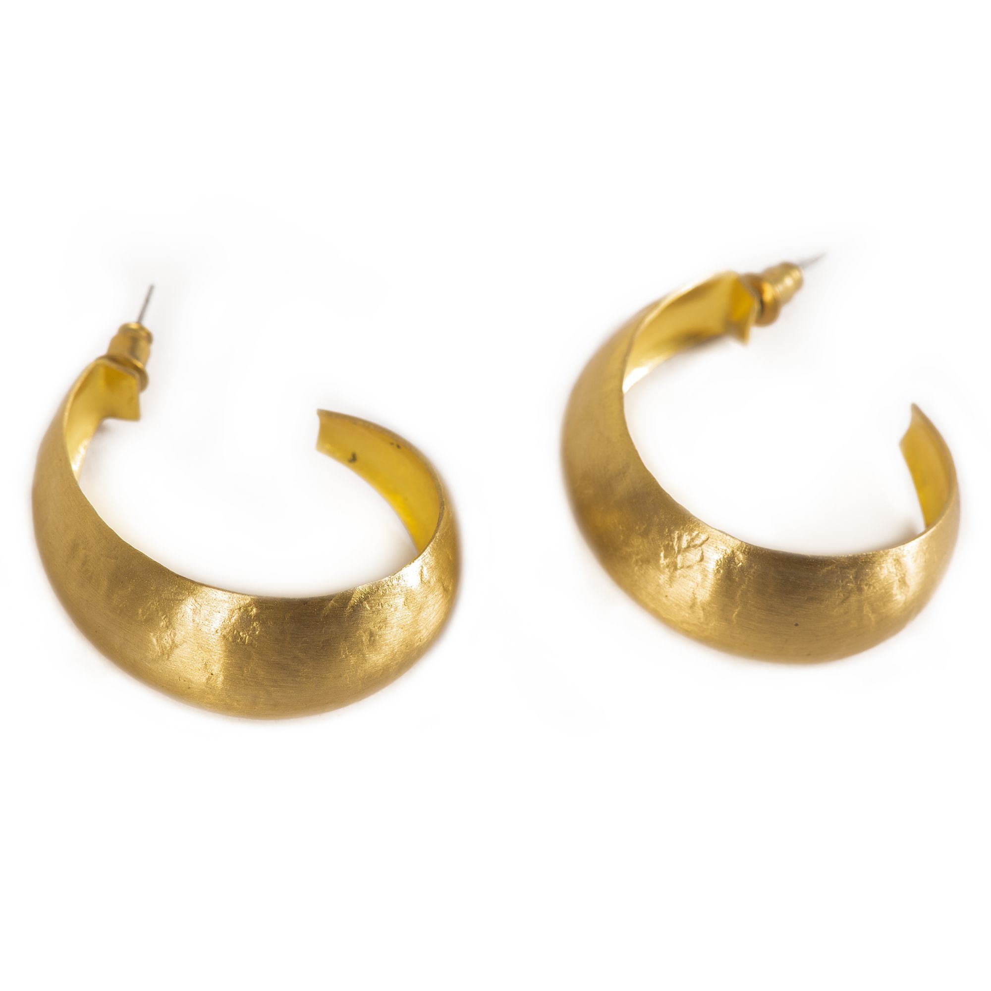 EarringHandcrafted Brass Wide Hoop Stud Earring