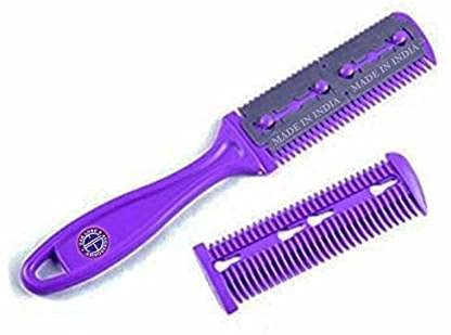 Elecsera Hair Cutter Comb Double Side Haircut Scissors Hair Cutting Comb with Stainless Steel Blade Hair Razor for Both Long and Short Hair ()