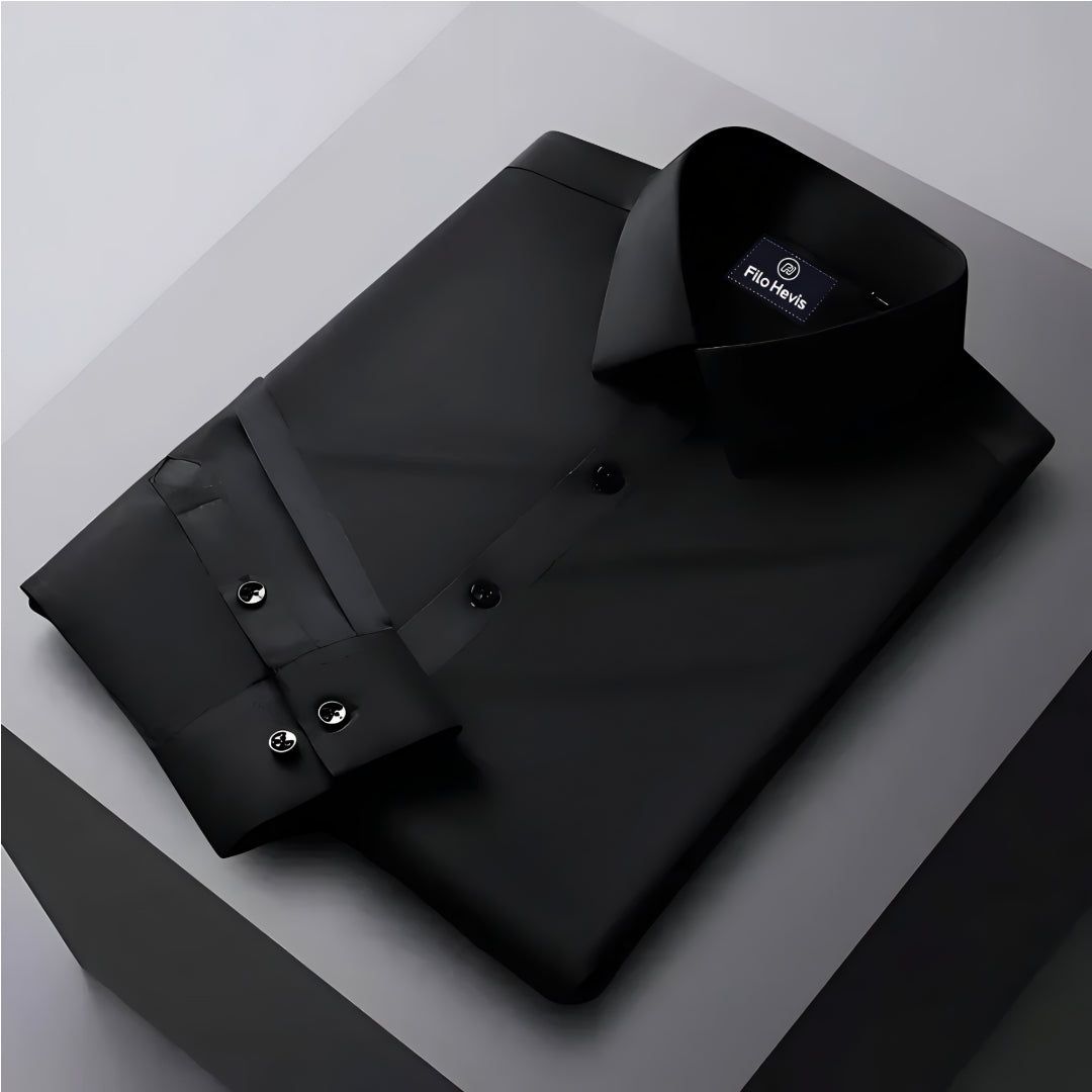 Men's Formal Regular Fit Cotton Full Sleeve Shirt - Black-S