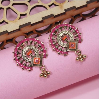 Antique Silver/Gold Plated Colored Enamel Work Earring- AER 383