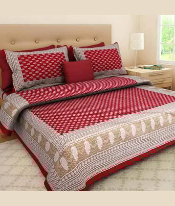 PETROSOLY Cotton 1 Double Bedsheet with 2 Pillow Covers ( Red )