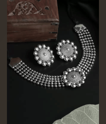 Sunhari Jewels Silver Alloy Necklace Set ( Pack of 1 )