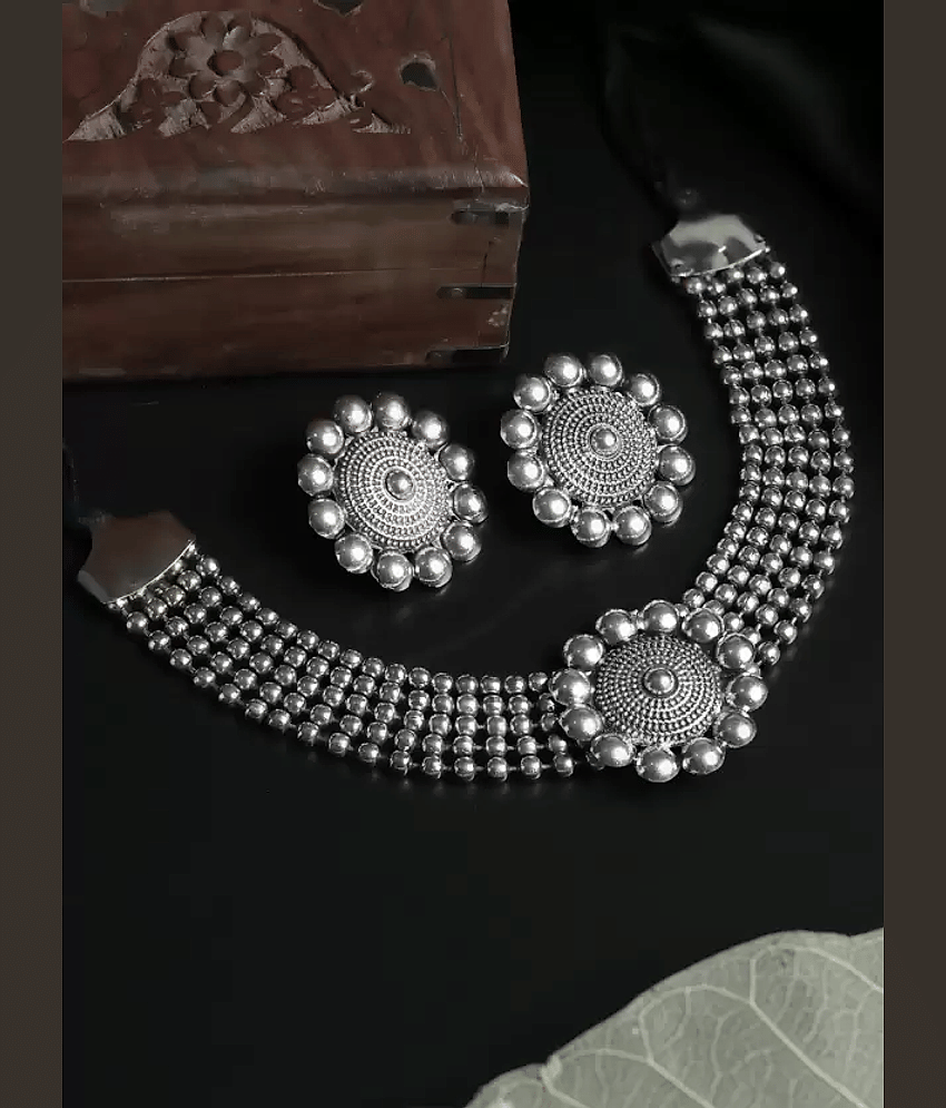 Sunhari Jewels Silver Alloy Necklace Set ( Pack of 1 )