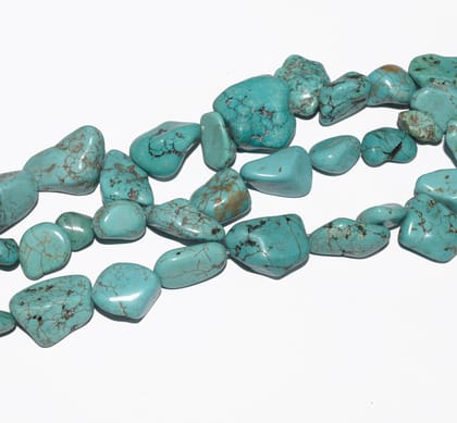 Howlite Synthetic Turquoise Beads One Strand approx 22 PCS , Size- Irregular (FRZ-038)-Turquoise / 75