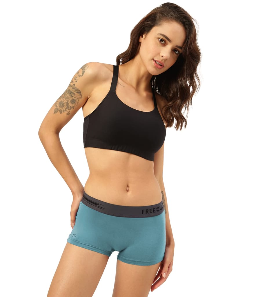 Freecultr Women's Underwear Antibacterial Micromodal Airsoft | Boy Short - Non-Itch, No Chafing, Sweat-Proof Comfort Pack of 1-Martini Blue