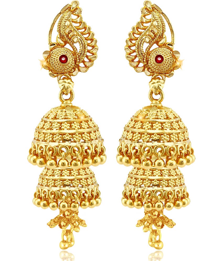 Vighnaharta South Screw back alloy Gold plated Jhumki, Jhumka, Jhumkas, Jhumki Earring for Women and Girls VFJ1499ERG