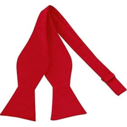 VOICI Men's Velvet & Satin oversized Bow & Pocket Square Tie Black Color Free Size best for Tuxido dinner jackets - Red