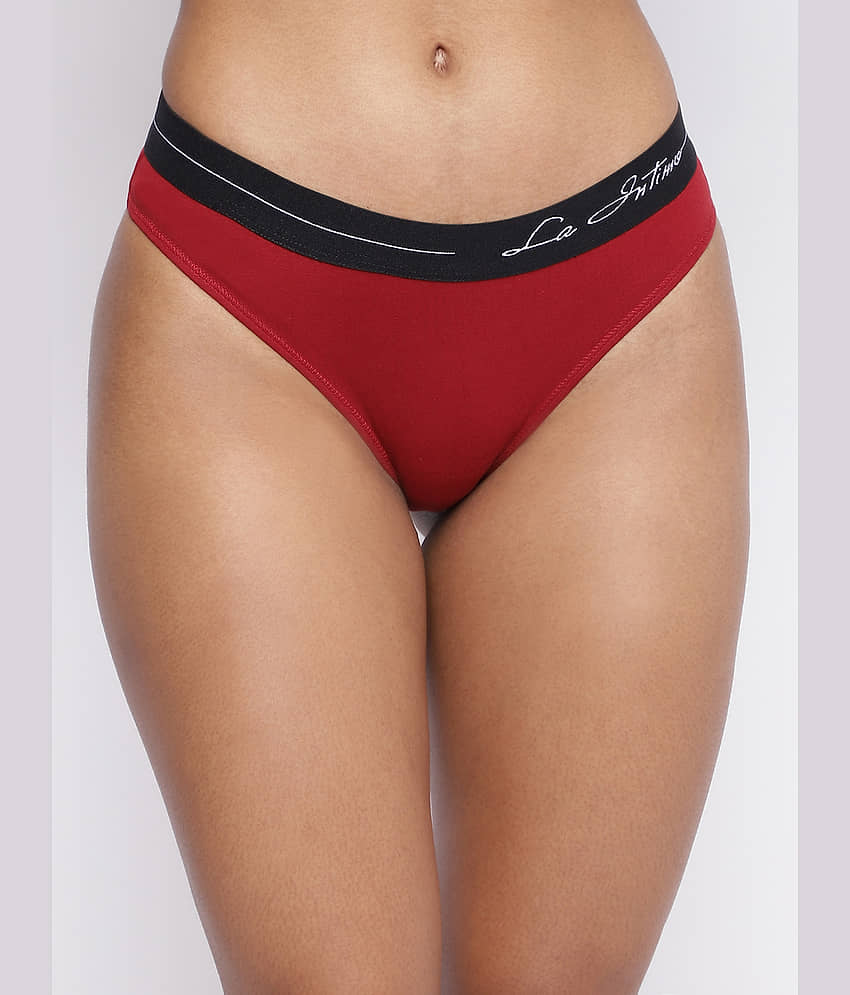 La Intimo Pack of 1 Cotton Lycra Bikini For Women ( Maroon )
