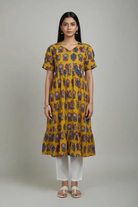 Floral Print Cotton Dress Yellow Blue Maroon Floral Print Cotton Dress Yellow Blue Maroon