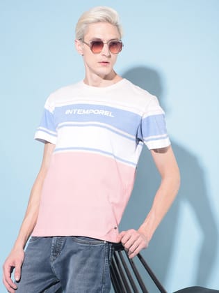 Multi Color Horizontal Striped Cotton T-Shirt-XL / Multi
