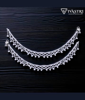 VIVASTRI Silver Anklets ( Pack of 2 )