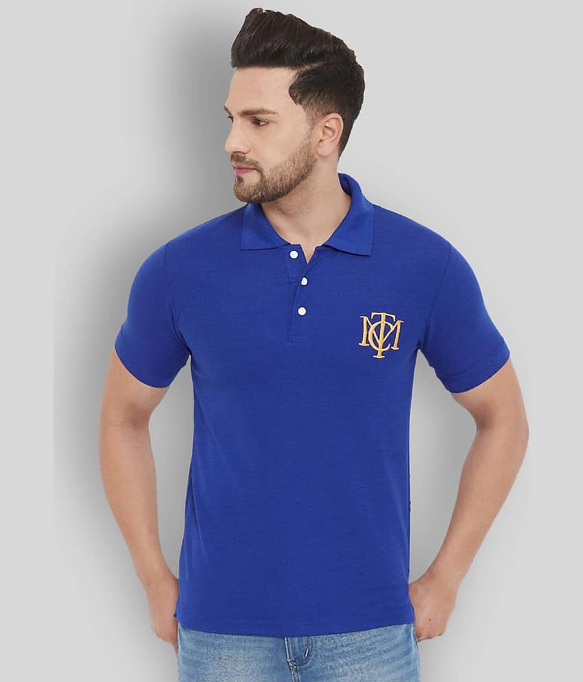 The Million Club Pack of 1 Polyester Regular Fit Solid Half Sleeves Men's Polo T Shirt ( Blue )