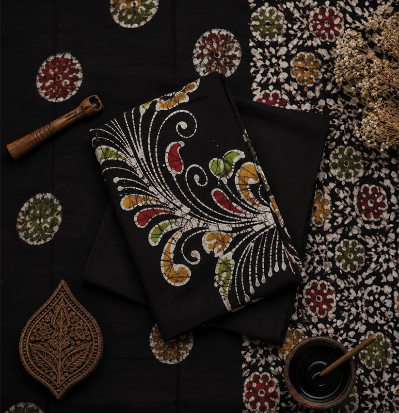 Handcrafted Batik Print 3 Piece Unstitched Cotton Suit set