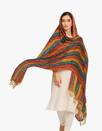 Rajasthani Bandhani Chinon Silk Dupatta for Women, Jaipuri Bandhej Printed Dupatta, Lightweight Soft Fabric, Colorful Ethnic Dupatta for Suit, Lehenga & Festive Use