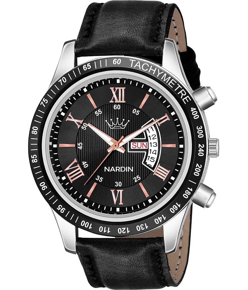 nardin NWS052 Black Dial Leather Analog Men's Watch