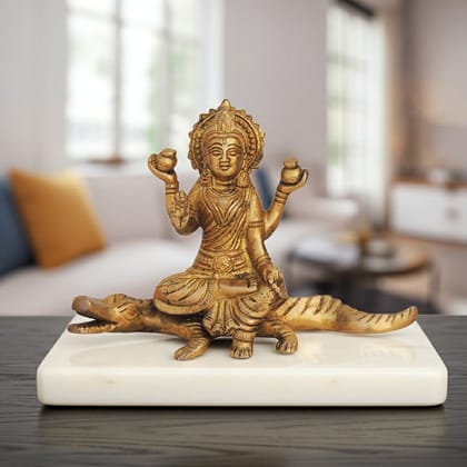 Brass Ganga Devi Statue – Goddess Ganga Brass Spiritual Home Decor, Height : 4.6 Inch (BSMAS1278 E)