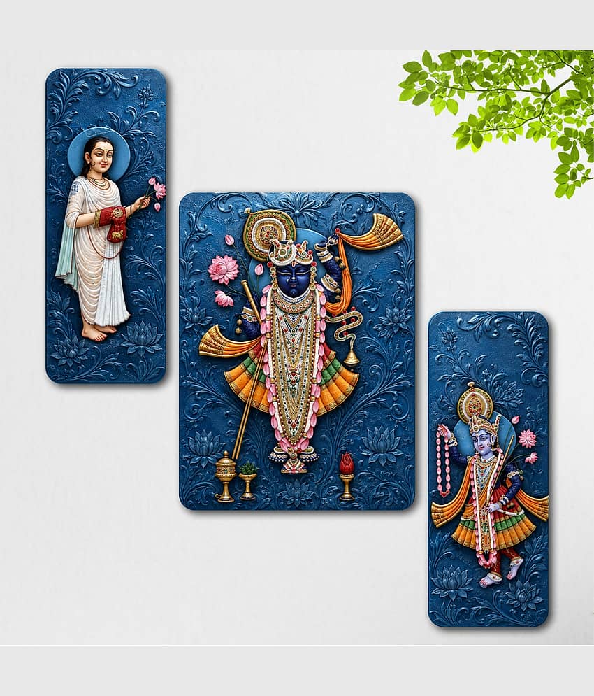 Saf Shrinathji Blue Lotus Without Frame 30.48x45.72x1 (cm)