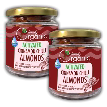 Activated Cinnamon Chilli Almonds (100% Natural & Fresh, Long Soaked & Air Dried to Crunchy Perfection) - 100g (Pack of 2)