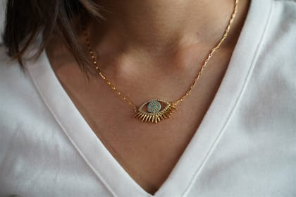 Statement Gold Evil Eye Necklace-Gold Statement Evil Eye Necklace