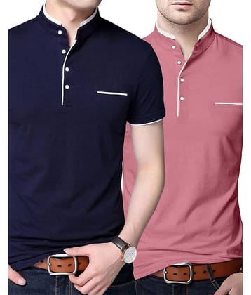 AUSK Pack of 2 Cotton Blend Regular Fit Men's T-Shirt ( Light Blue )