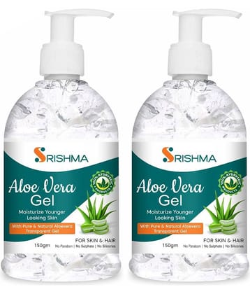 Srishma 100% Pure Aloe Vera Gel for Glowing Face, Skin & Hair 150 gm each (Pack of 2)