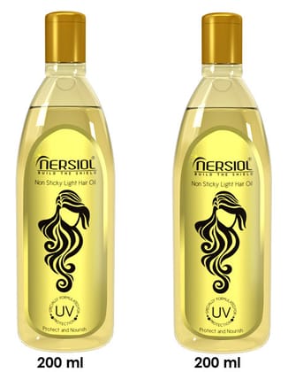 Nersiol UV Protective Light Hair Oil with Vitamin E Daily Care Elixir Hair Colour Protection Anti Hair Fall Soft Smooth Shiny Nourished, Vibrant, and Sun-Shielded Tresses for Men and Women 200 ml. Pack of 2 (400 ml.)