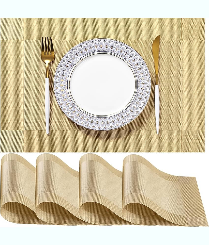Crasts PVC Solid Rectangle Table Mats ( 45 cm x 30 cm ) Pack of 4 - Multi
