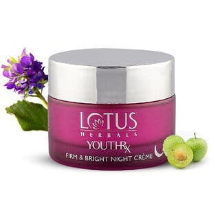 Lotus Herbals YouthRx Firm  Bright Night Cream  Bakuchiol Retinol  Vitamin C  Anti Ageing  Brightening  50g
