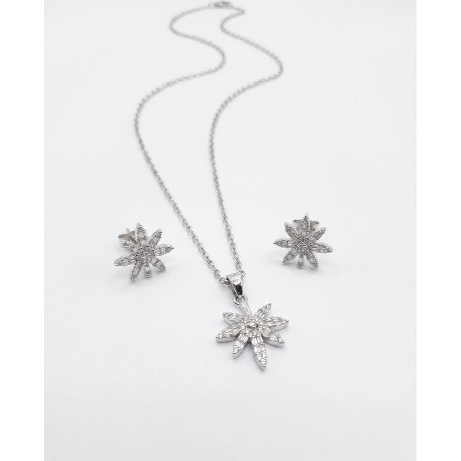 Pendant Set silver tone Leaf-Inspired 